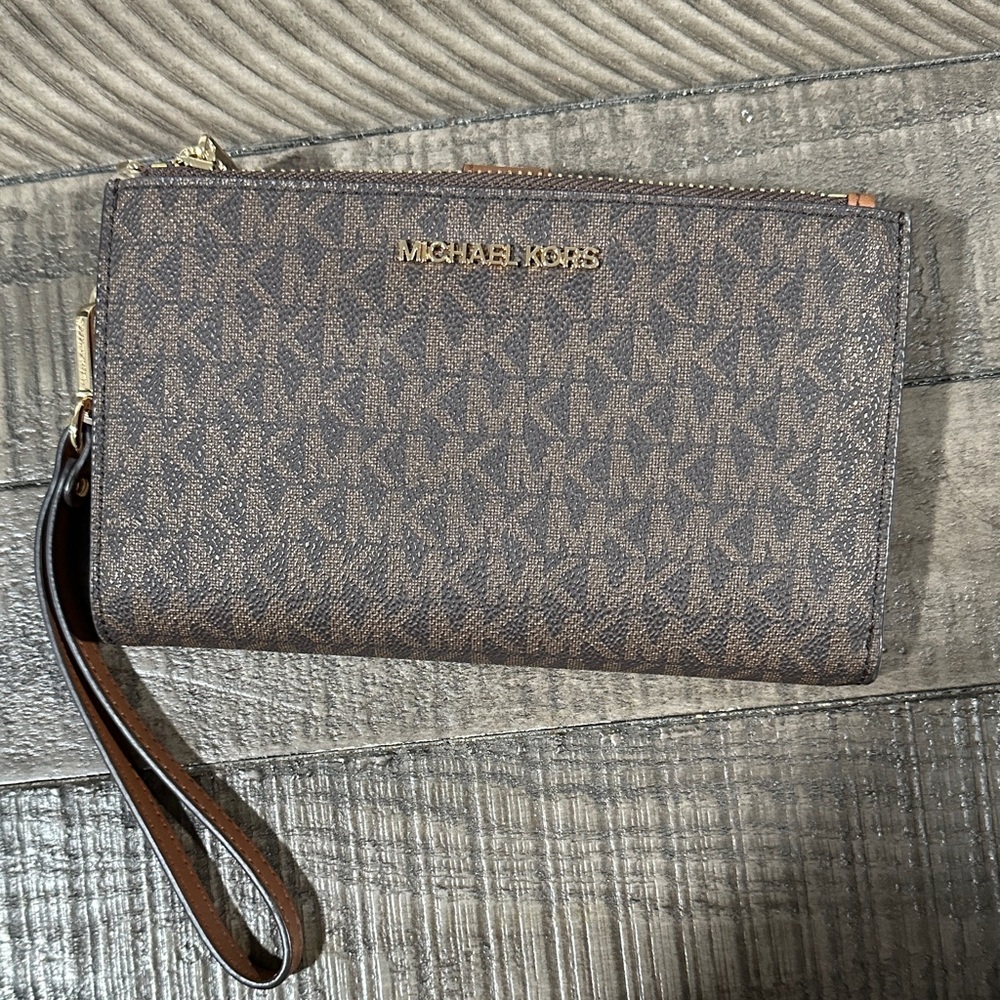 Michael Kors Brown Wristlet Clutch